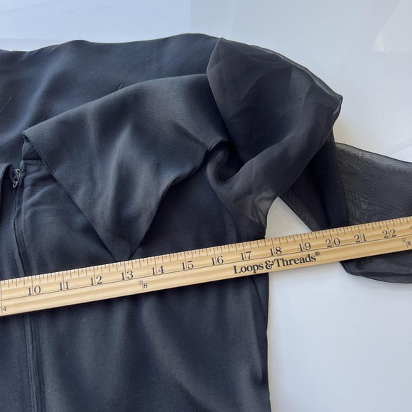 Rampage Dress Medium Black Sheer Maxi Cowl Whimsigoth Dark Romantic Y2K 90s Gown - Picture 15 of 16